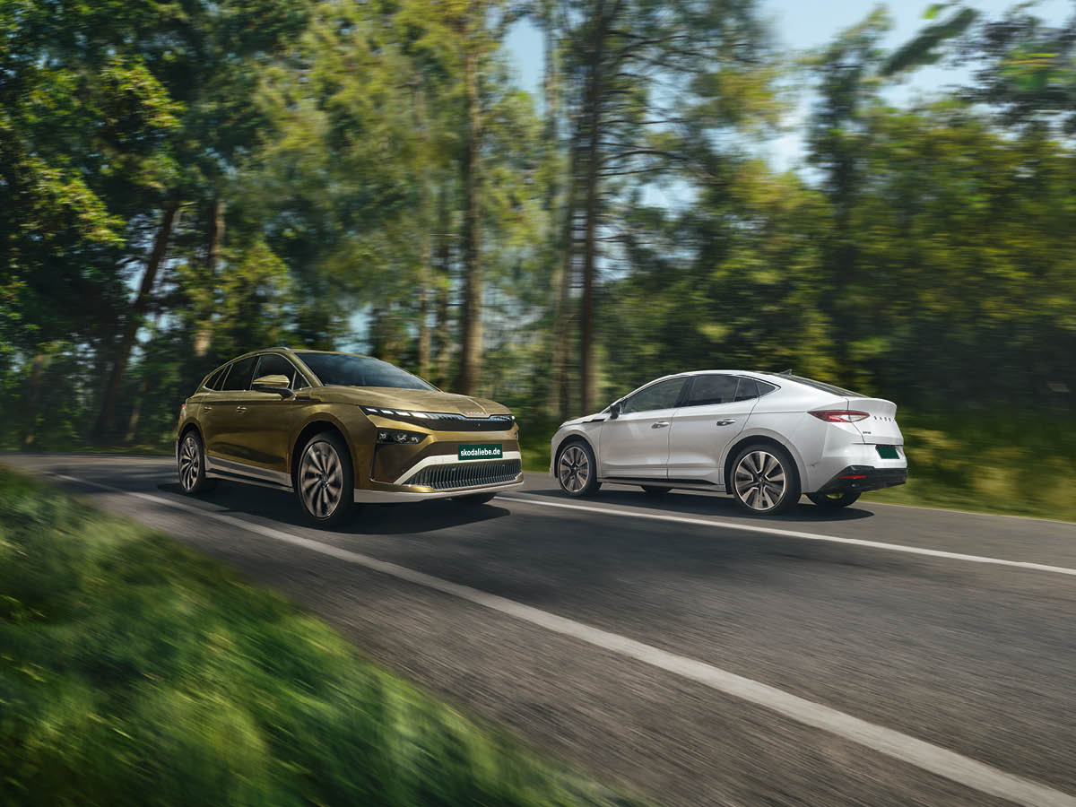 Skoda E-Fahrzeug bei Fahrt