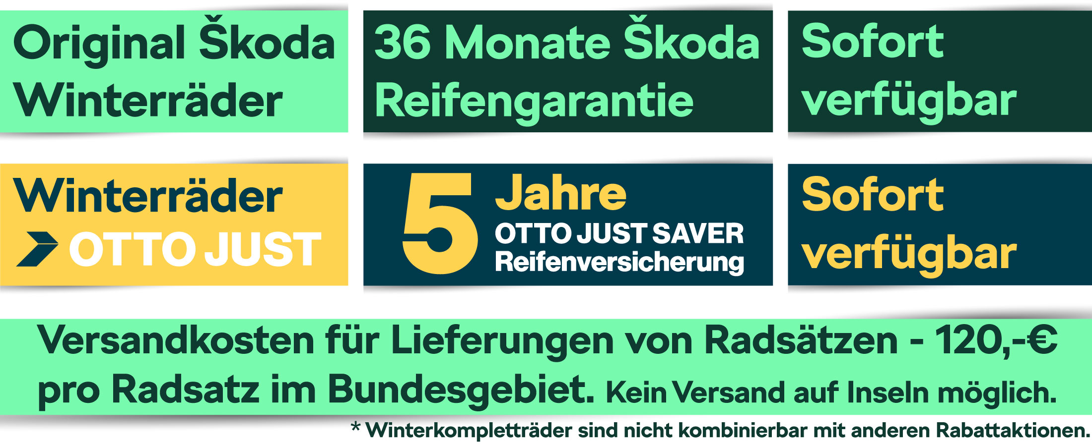 Übersicht: Skoda Winterräder. 36 Monate Garantie. Sofort verfügbar.