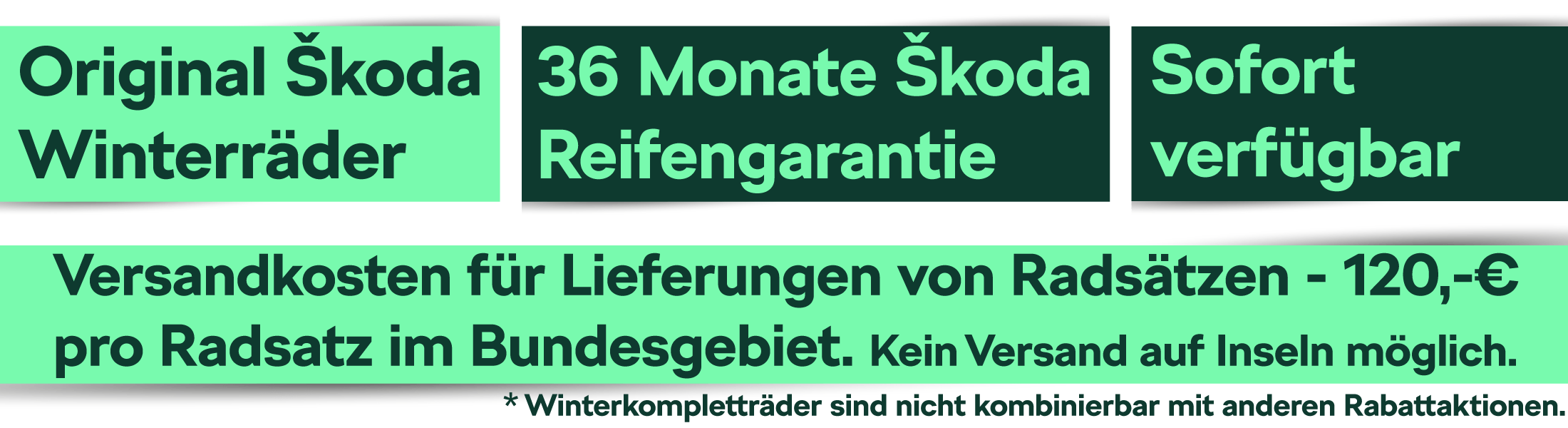 Übersicht: Skoda Winterräder. 36 Monate Garantie. Sofort verfügbar.